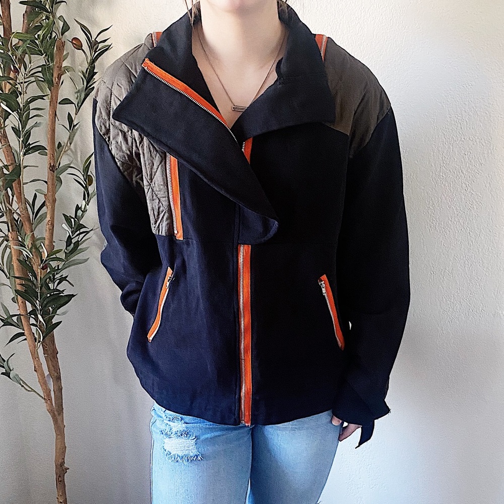 Zara utility jacket black green and orange women’s size medium